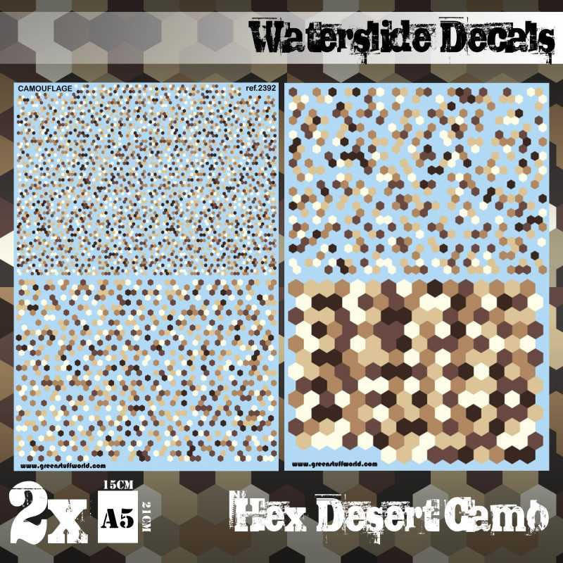 Green Stuff World Waterslide Decals - Hex Desert Camo